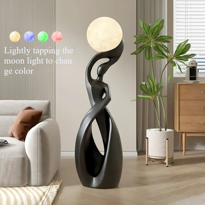 Artistic Lady Floor Lamp Moon Color Light