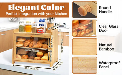 Bamboo Bread Box for Kitchen Countertop(Natural)