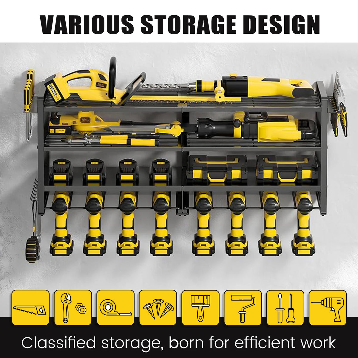 Screwdriver Bits Rack 4-Tier 12-Drill Bit Rack Tool Storage Rack Heavy-Duty Large Organize 6 ...