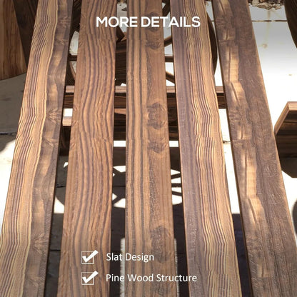 Outdoor Wooden Table and Chairs Set for 4 People, All Weather Patio Furniture with Wagon Wheel Design for Garden Deck