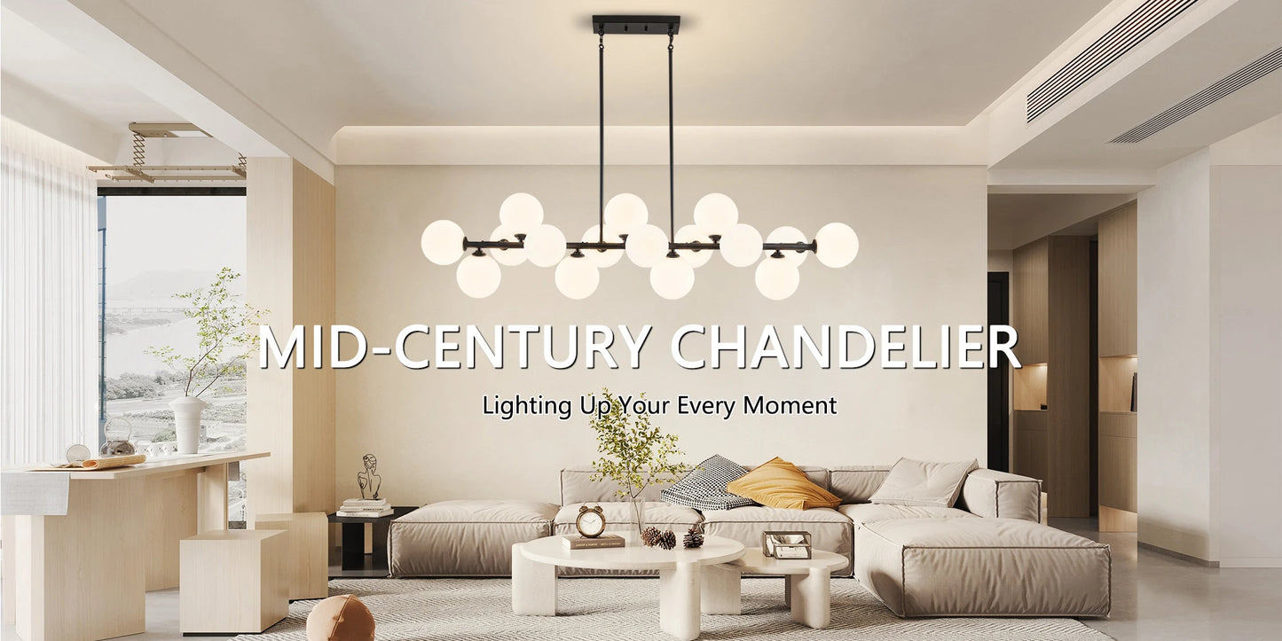 Mid Century Modern Chandelier 16-Lights Sputnik Chandelier 54in