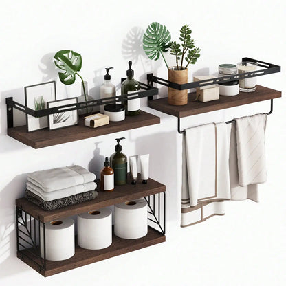 Tomnk 3+1 Tier Wall Mounted Bathroom Shelves  and Towel Bar