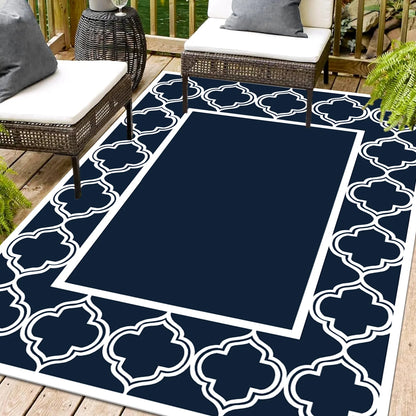 Outdoor Foldable Reversible Large Floor Mat for RV Patio Backyard Deck Picnic Beach Camping
