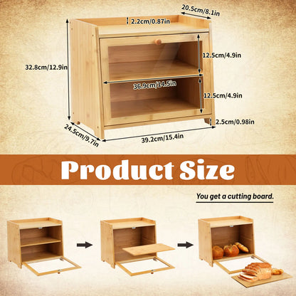 Bamboo Bread Box for Kitchen Countertop(Natural)
