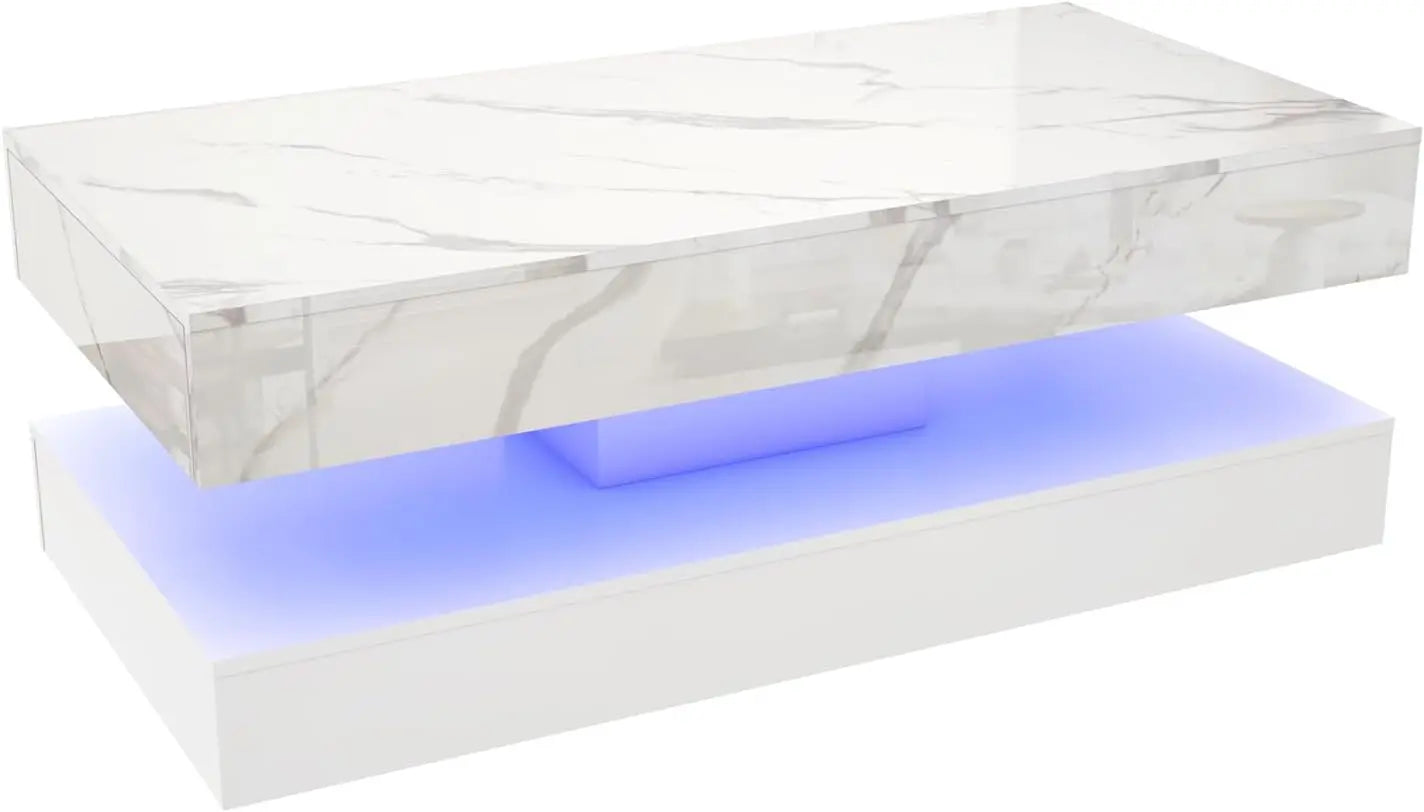 Modern Stylish Coffee Table with LED lights and 2 Storage Drawers