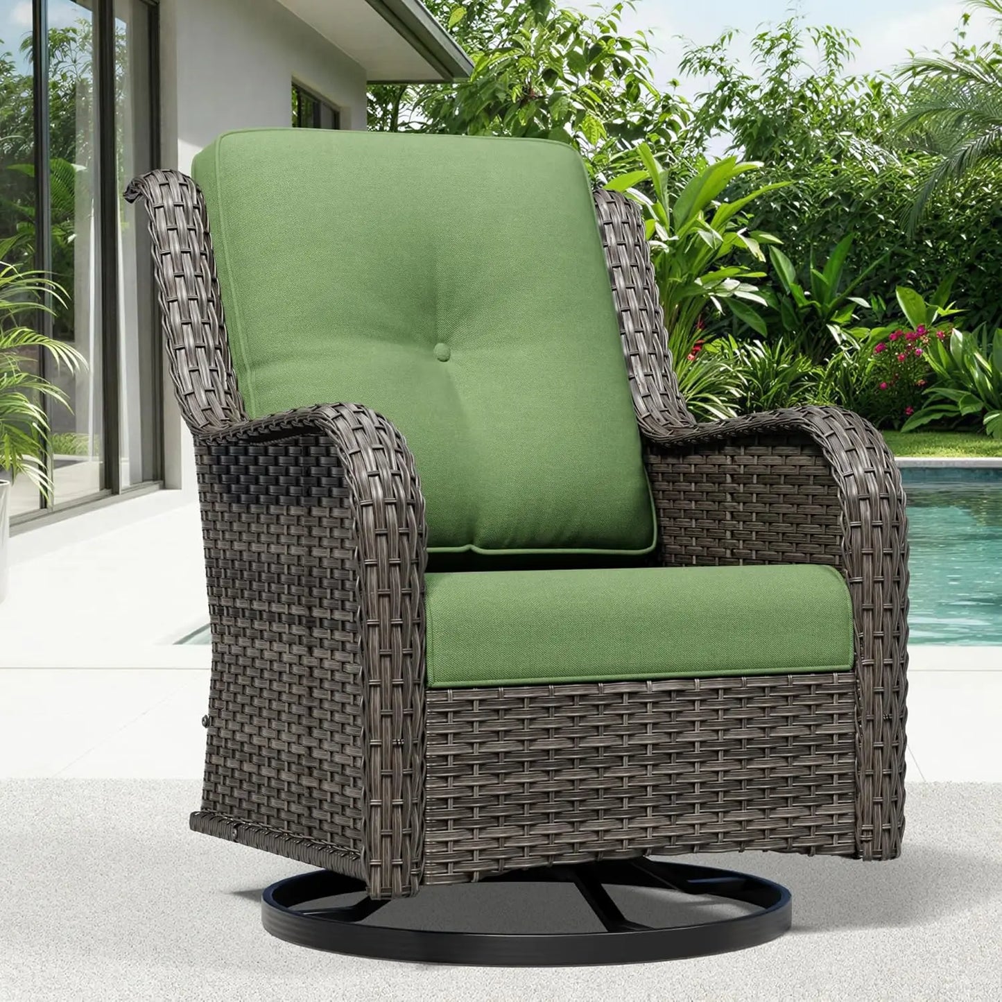 Outdoor Swivel Rocker Patio Chairs with High Back, Deep Seating, Wide Armrest, Thickened, Customized