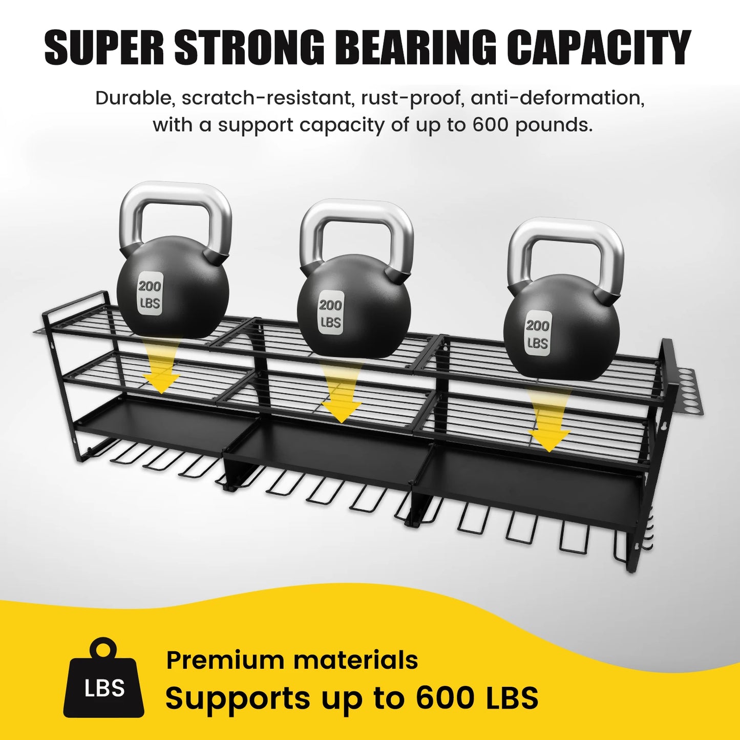 4-Tier 12-Drill Bit Rack Tool Storage Rack Heavy-Duty Large Organize 600 lb Wall-Mounted Screwdriver Wrench Garage