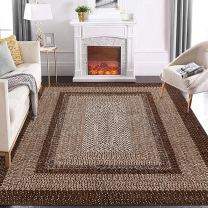 Washable Area Rugs  Braided Print Non Slip Rug