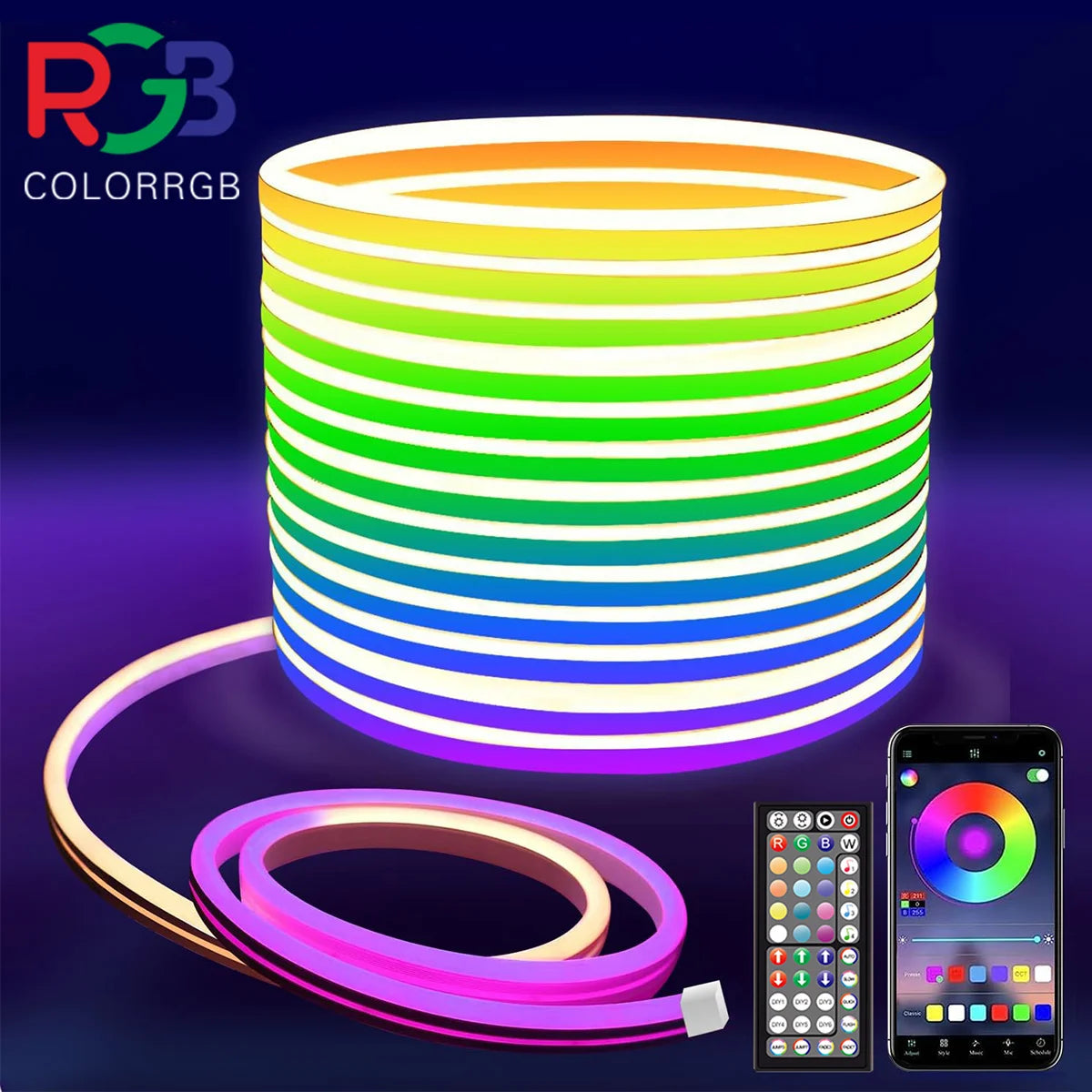 Flexible LED Light Strip With Remote And APP Control RGB Lighting Strip For Bedroom
