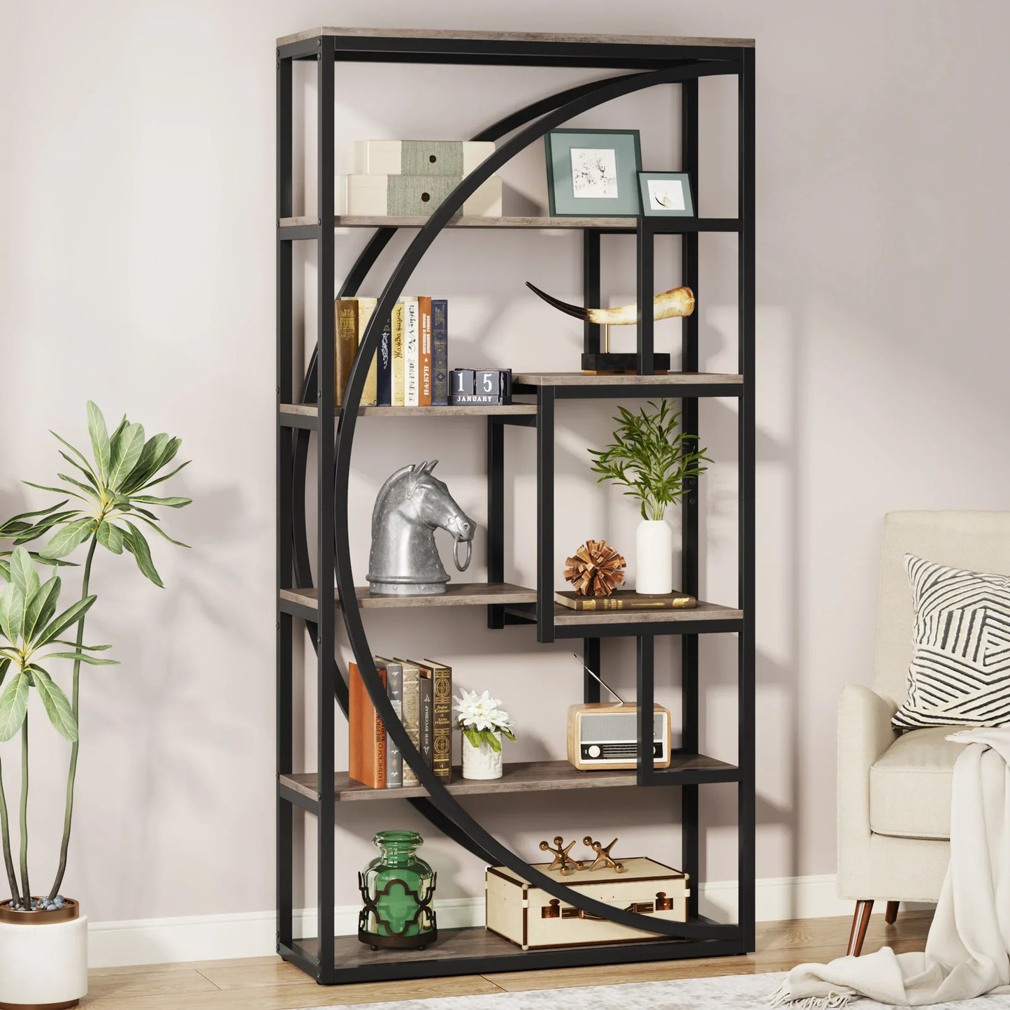 Tribesigns Bookshelf, Industrial 5-Tier Etagere Bookcase