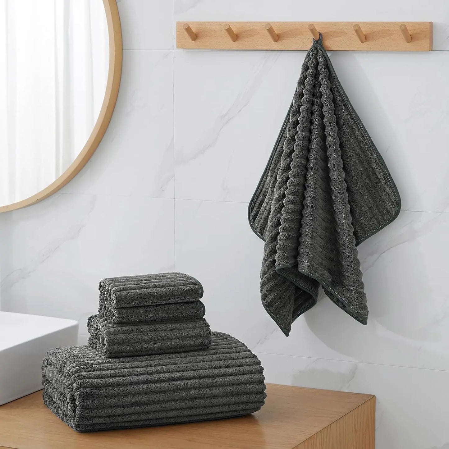 6-Piece Oversized Microfiber Bath Towel Set, 40x80 Inches, Super Soft Quick Dry for Bathroom Spa Gym Hotel