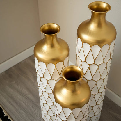 Floor Metal Vase 3-piece Set, Modern Home Metal Decoration Drop-shaped Vase