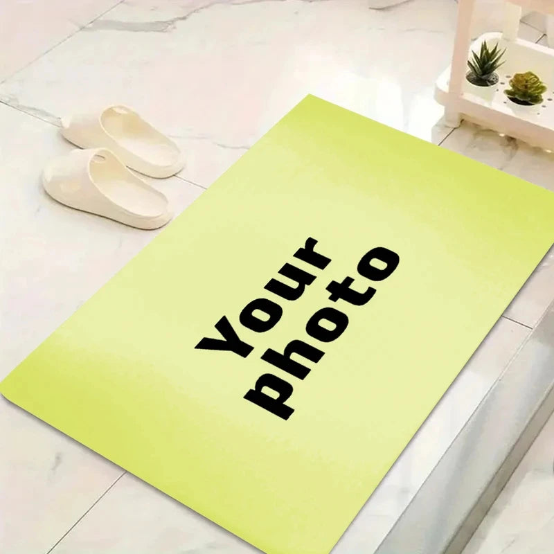 Custom Photo Logo Text Doormat, Soft Personalized Rug for Front Door Home Decor Birthday Gift