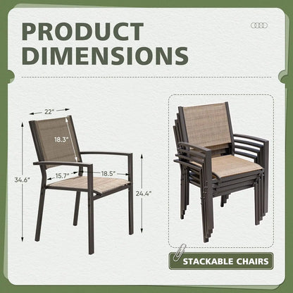 Outdoor Chairs Set of 6 Stackable Dining Chair for Backyard, Deck, Poolside (Grey)