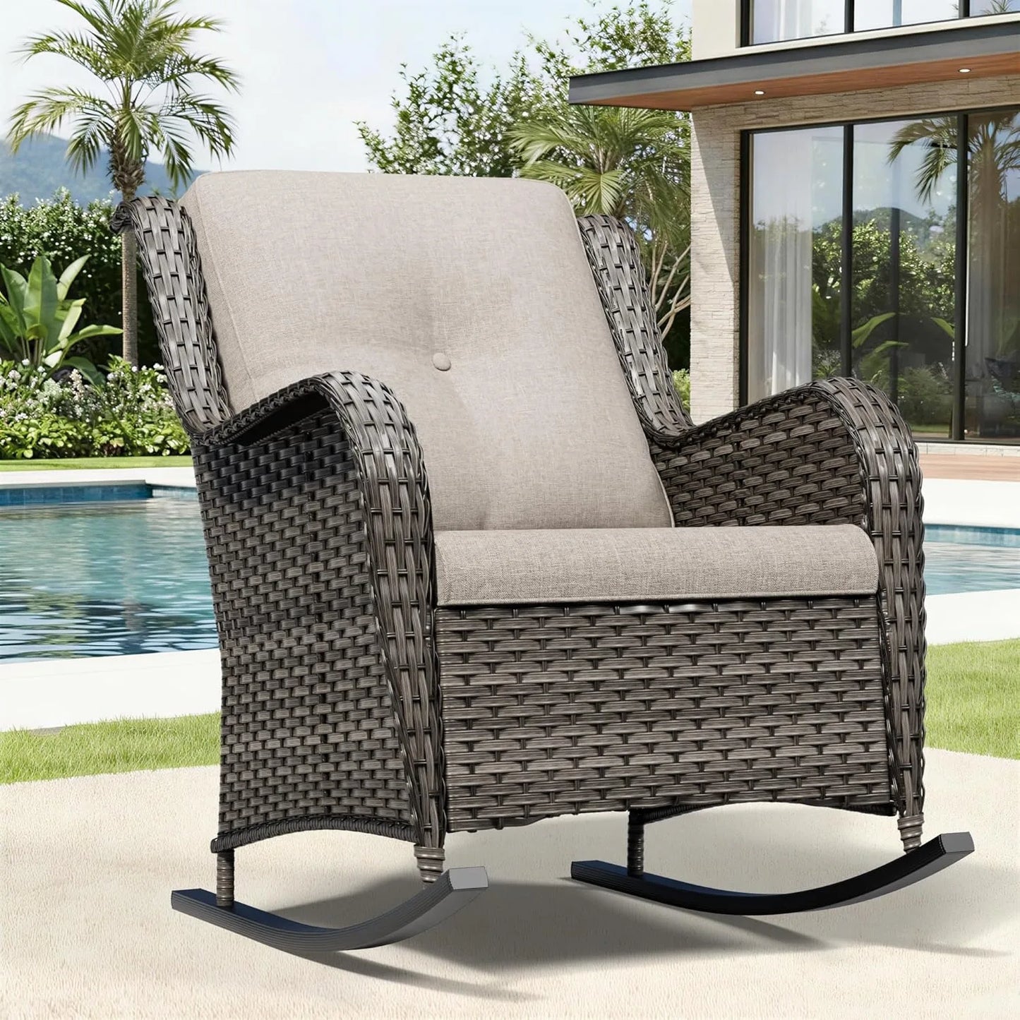 Outdoor Swivel Rocker Patio Chairs with High Back, Deep Seating, Wide Armrest, Thickened, Customized