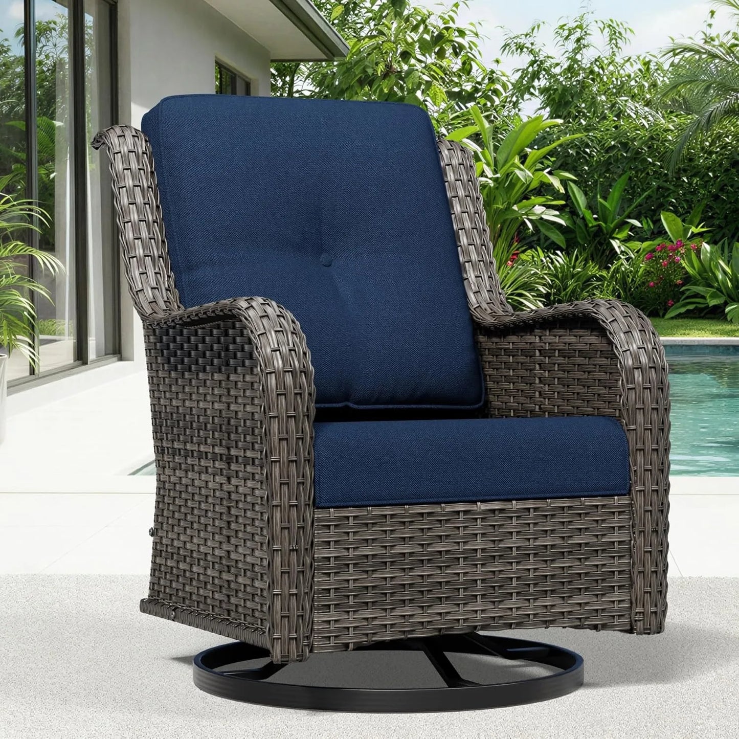Outdoor Swivel Rocker Patio Chairs with High Back, Deep Seating, Wide Armrest, Thickened, Customized