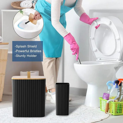 22-Piece Black Bathroom Accessory Set: Shower Curtain, Trash Bin, Toilet Brush Holder, and Soap Dispenser for Stylish Home Bath
