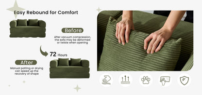79'' Boneless Couch Foldable Convertible Futon Sleeper Sofa Bed