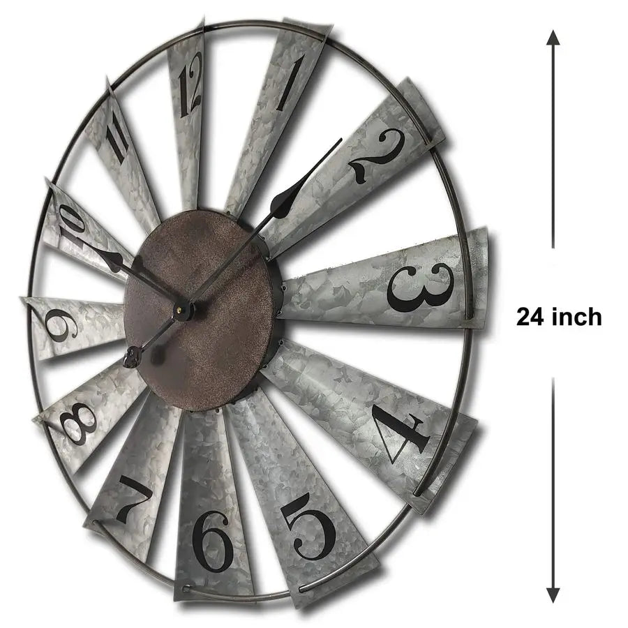 24inch Windmill Distressed Metal Wall Clocks