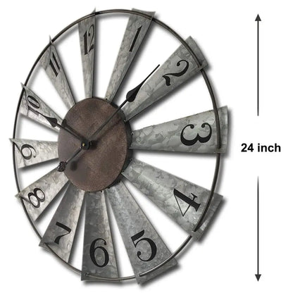 24inch Windmill Distressed Metal Wall Clocks