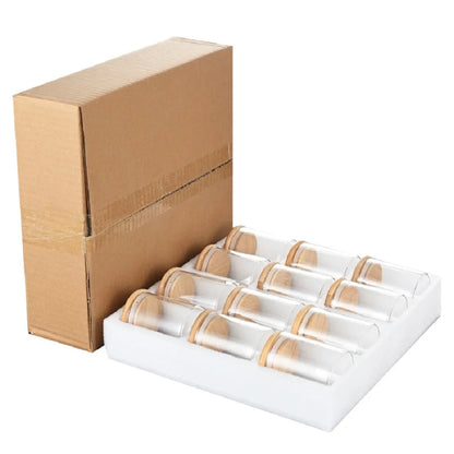 12pcs/set Airtight Glass Storage Jar with Bamboo Lid