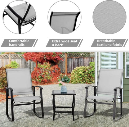 3 Piece Outdoor Rocking Bistro Set