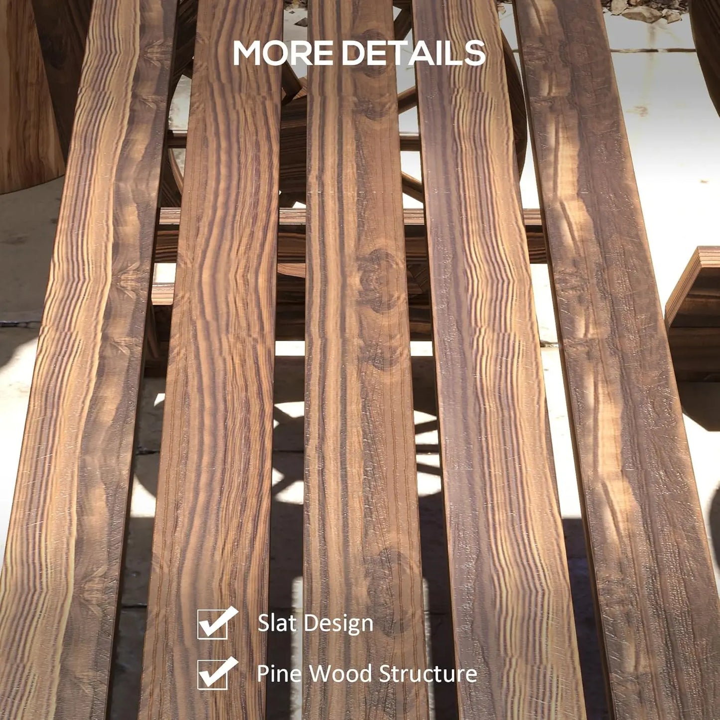 Outdoor Wooden Table and Chairs Set for 4 People, All Weather Patio Furniture with Wagon Wheel Design for Garden Deck