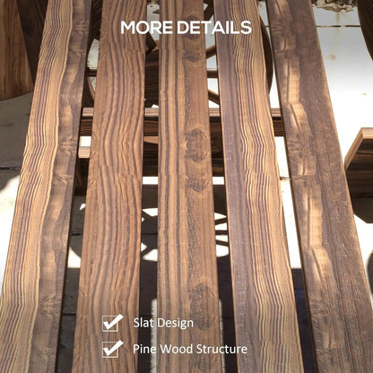 Outdoor Wooden Table and Chairs Set for 4 People, All Weather Patio Furniture with Wagon Wheel Design for Garden Deck