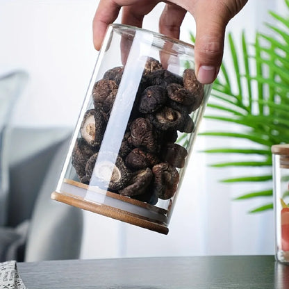 12pcs/set Airtight Glass Storage Jar with Bamboo Lid