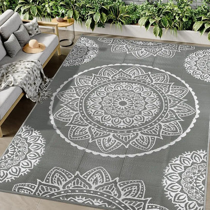 8‘x10' Outdoor Rug Waterproof Recycled Plastic Straw Rug Patio Rug Indoor Outdoor Carpet for Patio Deck Camping RV Beach