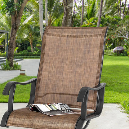 Outdoor Swivel Rocker Dining Chairs with All-Weather Textilene High Back and Metal, Set of 2