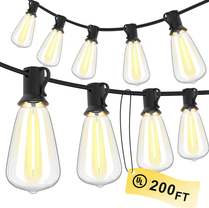 150FT LED Outdoor String Lights Waterproof Patio Lights Shatterproof  Replaceable Bulbs Dimmable