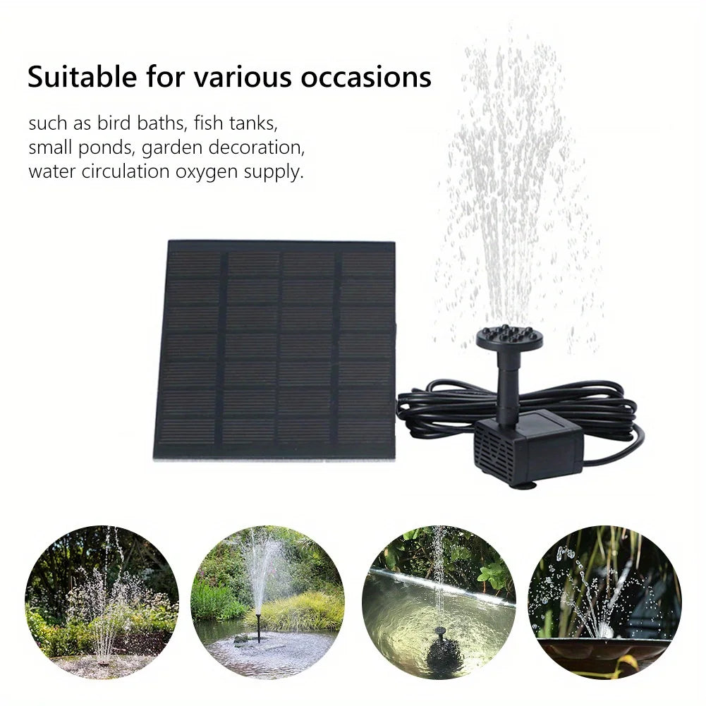 Solar Fountain with 6 Nozzles - 1.4W Solar Panel Floating Water Pump for Bird Baths, Pools, Garden DIY Waterfall Yard Decor