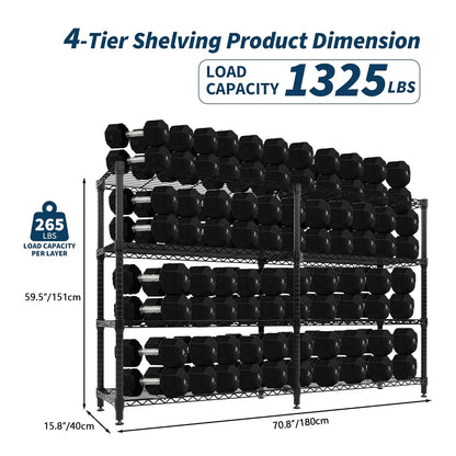 Heavy Duty Storage Shelves 4/5 Tiers Metal Shelving Unit Adjustable