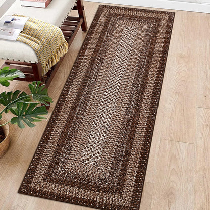 Washable Area Rugs  Braided Print Non Slip Rug