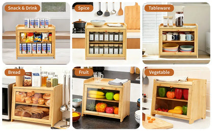 Bamboo Bread Box for Kitchen Countertop(Natural)