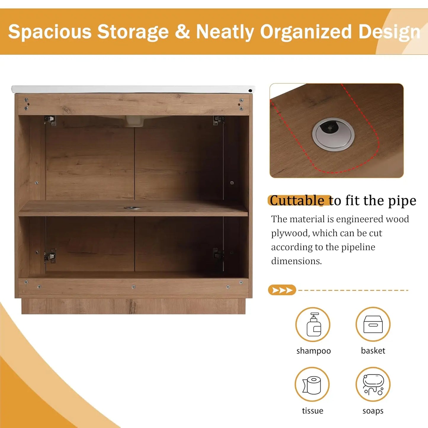 36 inch Bathroom Vanity with Sink, 36" Freestanding Bathroom Cabinet Combo, Modern Floor Standing Storage Vanity, Customized