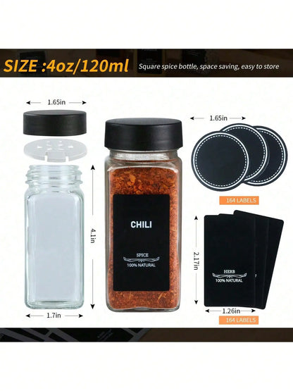 4oz Glass Spice Jars (12PCS): Shaker/Metal Lids + Funnel
