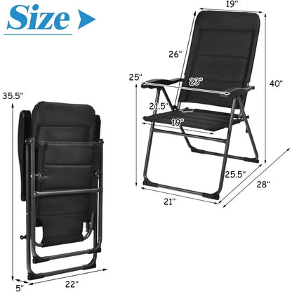 Set of 2 Outdoor Sling Chairs with Adjustable Backrest