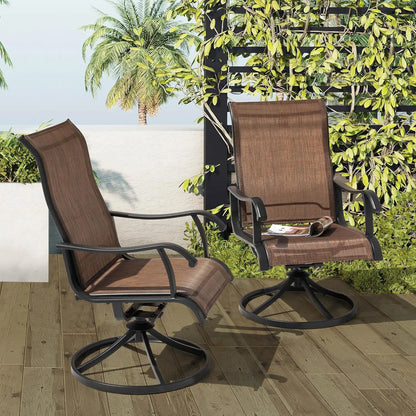 Outdoor Swivel Rocker Dining Chairs with All-Weather Textilene High Back and Metal, Set of 2