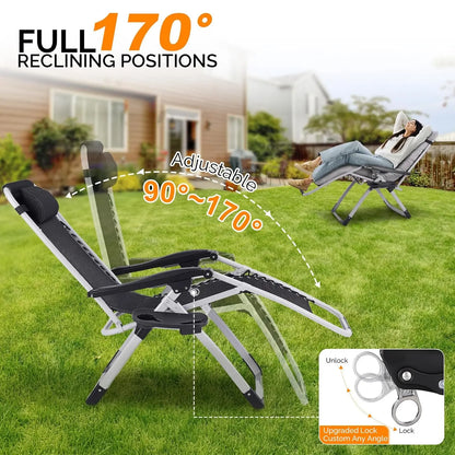 Padded Zero Gravity Lounge Chair with Removable Cushion & Tray