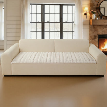 Thick Fluffy Faux Rabbit Fur Sofa Cover White Non-slip