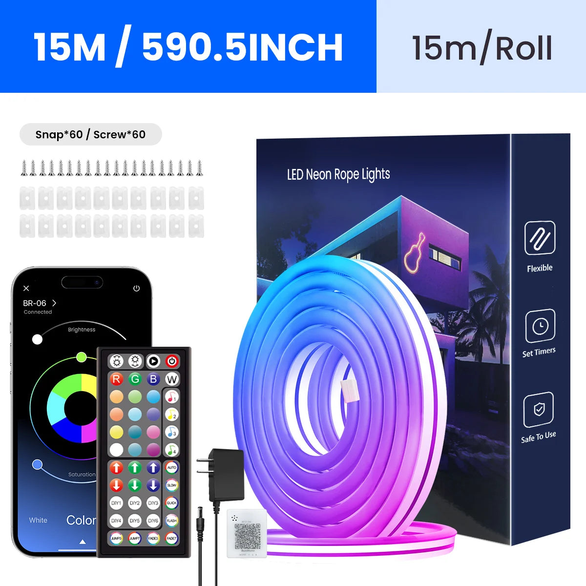 Flexible LED Light Strip With Remote And APP Control RGB Lighting Strip For Bedroom
