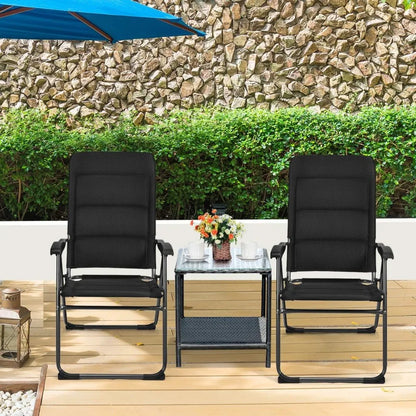 Set of 2 Outdoor Sling Chairs with Adjustable Backrest