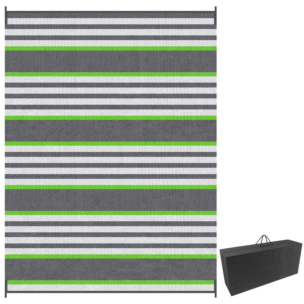 Reversible Outdoor Rug with Carry Bag 9' x 12' Plastic Straw Rug