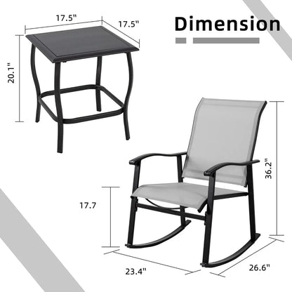 3 Piece Outdoor Rocking Bistro Set