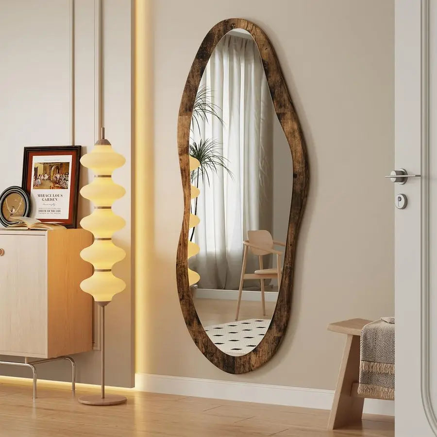 Large Mirrors with Wood Framed 47x20 Vintage Irregular Wall Mirror Full Length