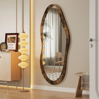 Large Mirrors with Wood Framed 47x20 Vintage Irregular Wall Mirror Full Length