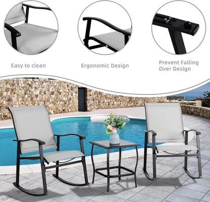 3 Piece Outdoor Rocking Bistro Set