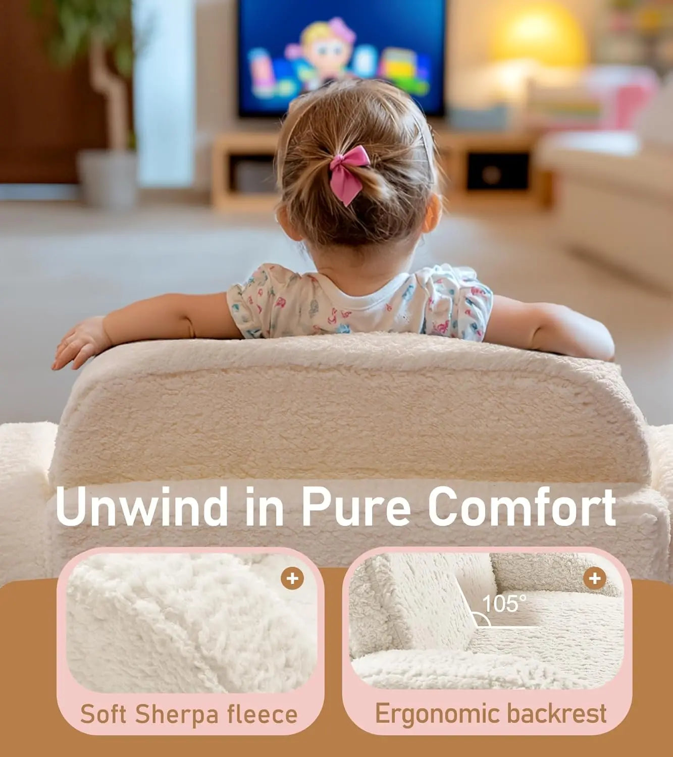 Convertible 2-in-1 Kids Couch & Lounger, Foldable Sofa Bed with High-Density Foam for Boys & Girls 3+, Beige
